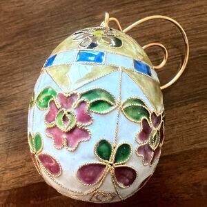 Vintage 80's NYCO Cloissone Egg Ornament Easter 3 Inches Spring Decor Figurine